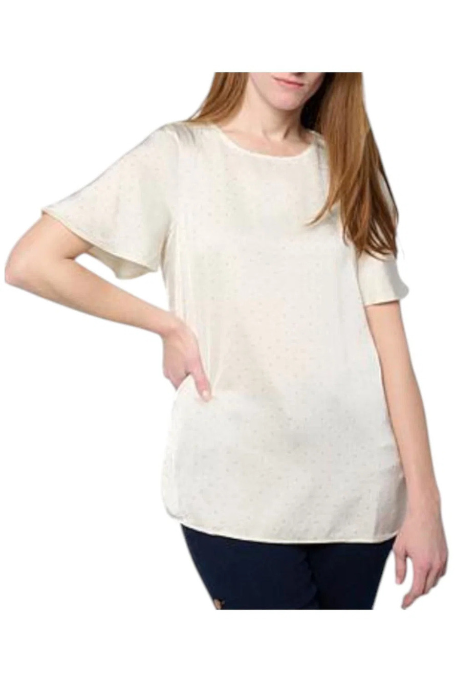 DG2 by Diane Gilman Women's Rhinestone Embellish Flutter Top Porcelian - Regular